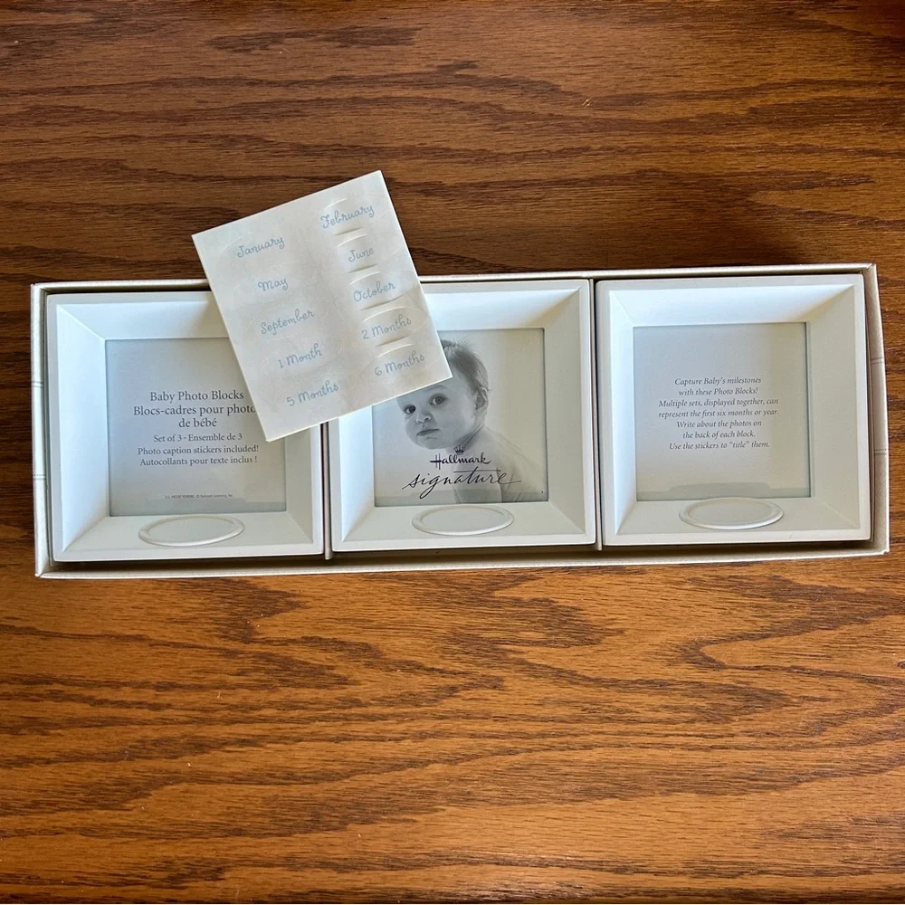 Hallmark Signature Baby Photo Blocks Set of 3 With Caption Stickers New In Box
